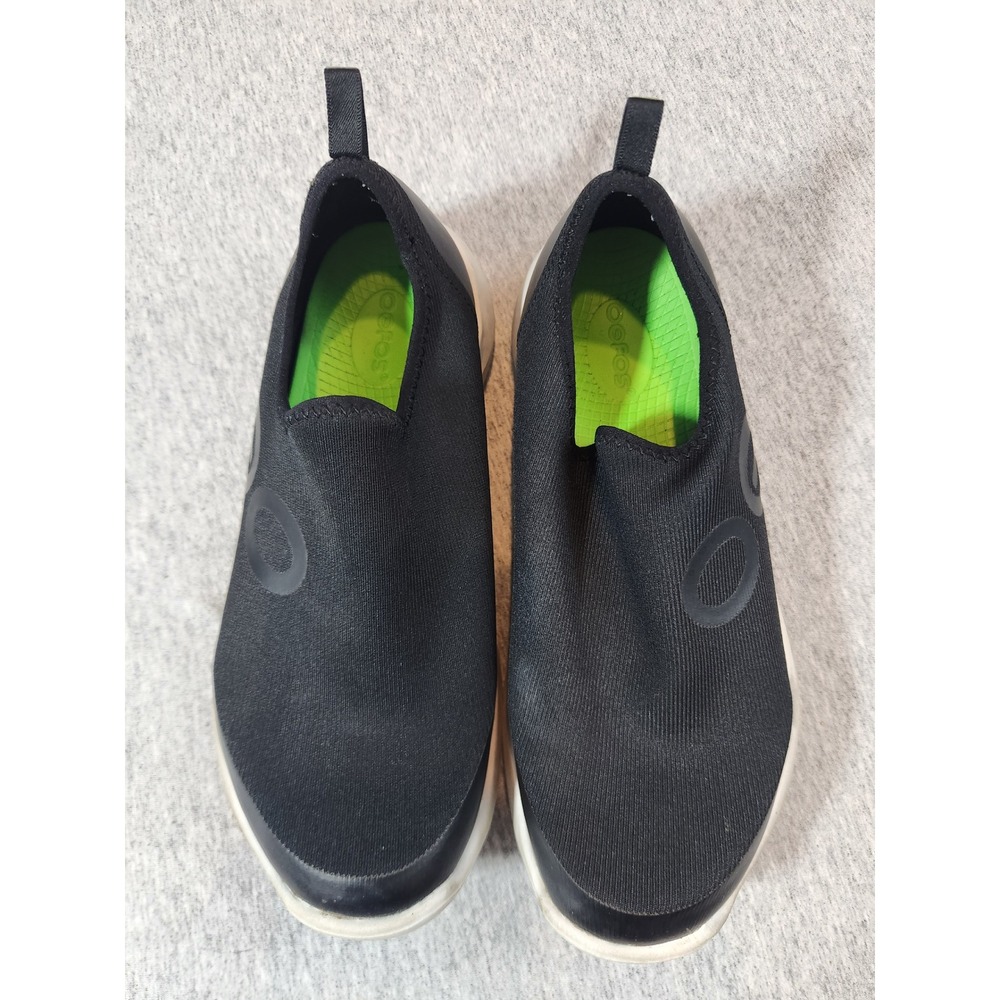 OOFOS OOmg Low Recovery Shoes Women Size 9 Black White Slip On Mesh Comfort